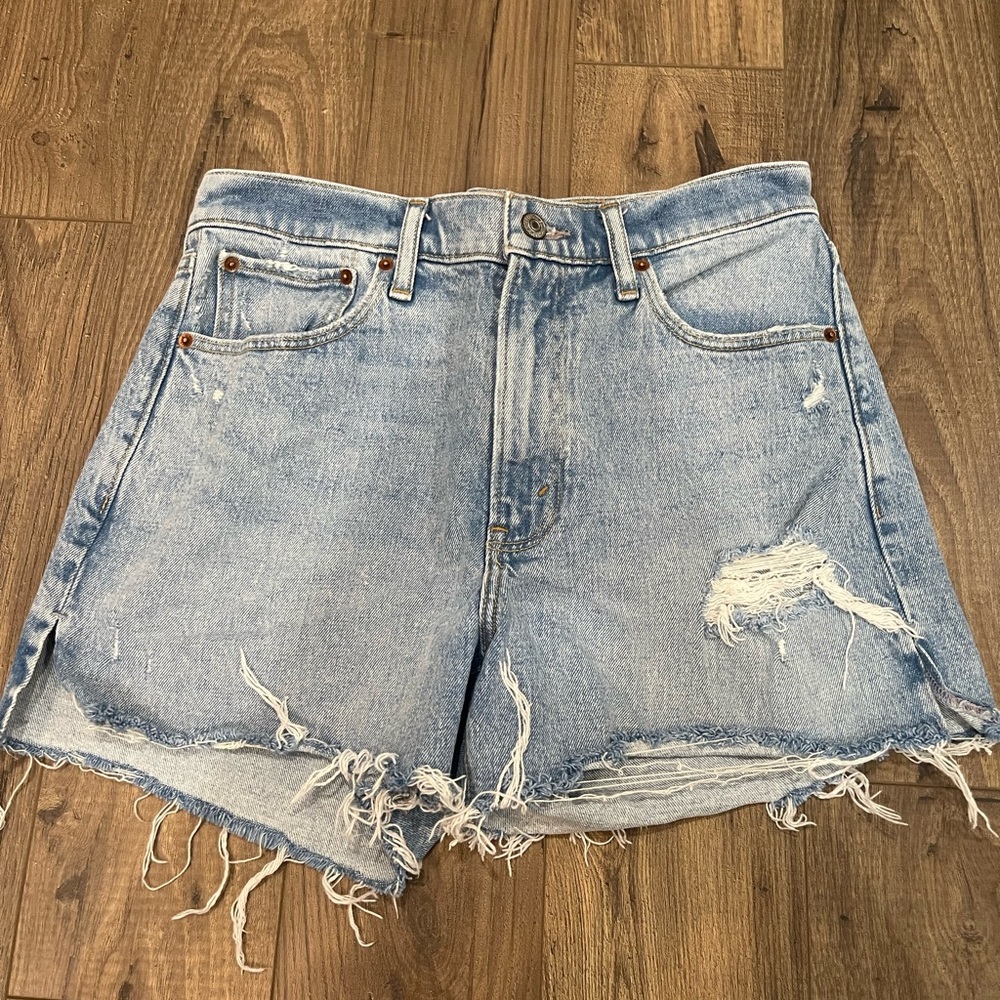 Abercrombie & Fitch Light Blue Distressed Denim Shorts